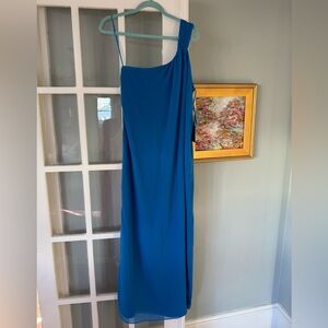 Tuckernuck Pomander Place Soliel Vibrant Blue One-Shoulder Dress